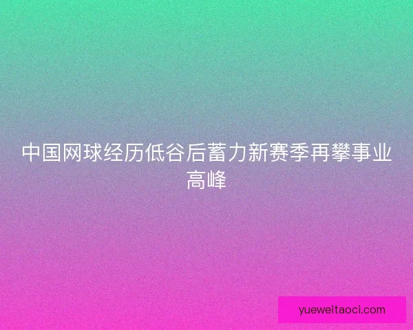 中国网球经历低谷后蓄力新赛季再攀事业高峰