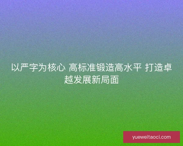以严字为核心 高标准锻造高水平 打造卓越发展新局面