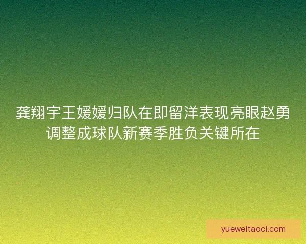 龚翔宇王媛媛归队在即留洋表现亮眼赵勇调整成球队新赛季胜负关键所在 龚翔宇王媛媛归队在即留洋表现亮眼赵勇调整成球队新赛季胜负关键所在