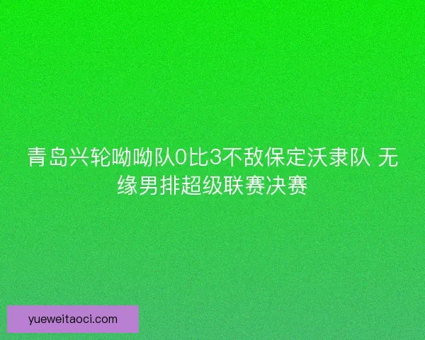 青岛兴轮呦呦队0比3不敌保定沃隶队 无缘男排超级联赛决赛